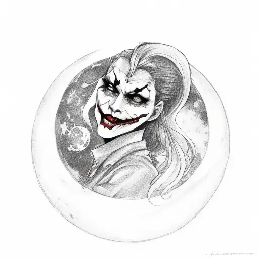 Joker Girl Sit In A Moon