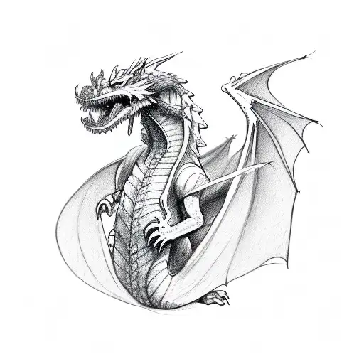 A Sketch-style Illustration Of A Roofer Transforming Into A Dragon