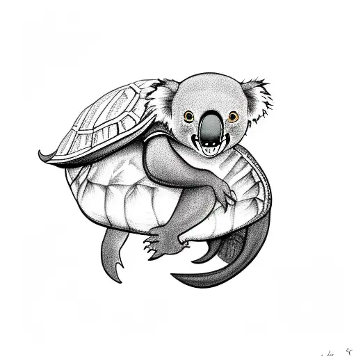 Koala Riding A Sea Turtle