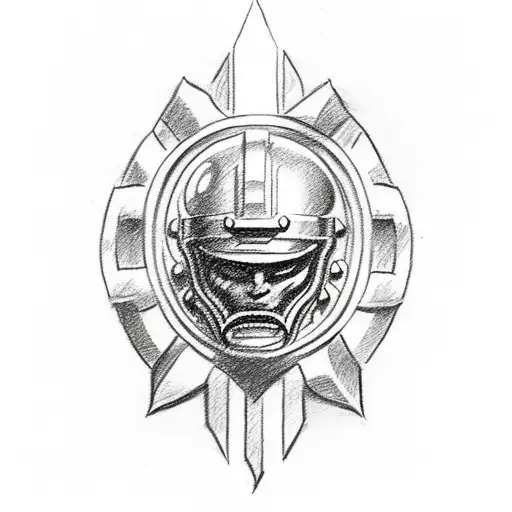 A Sketch-style Tattoo Featuring The Spartan Helmet With The Word 'Sparta' In Bold Letters