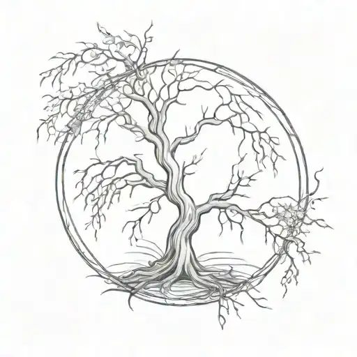 A Weeping Willow In A Circle