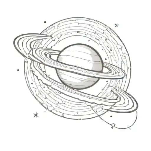 Saturn Planet With Ring With Letter J Written In Calligraphy