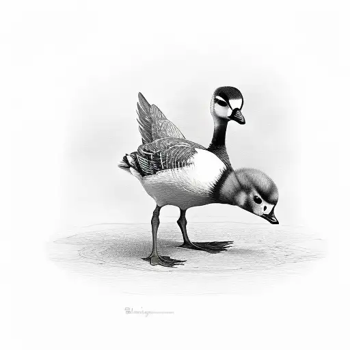 Baby Goose With A Knife Under Its Wing