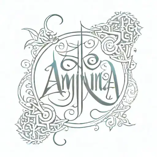 Written Name Amina In Arabic Calligraphy