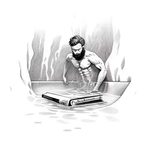 Book That Is Like A Pool And A Man Coming Out Of It