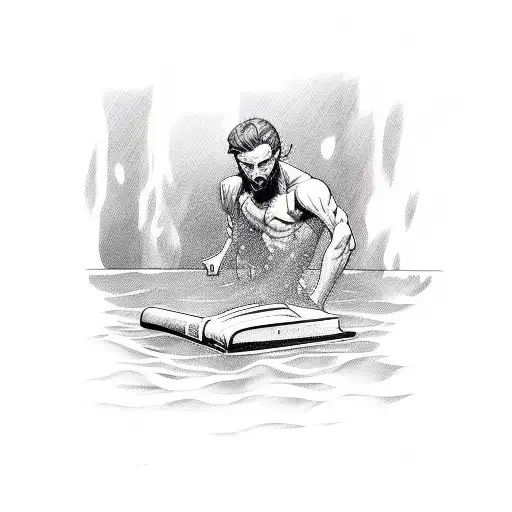 Book That Is Like A Pool And A Man Coming Out Of It