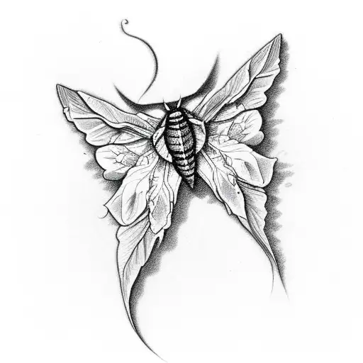 A Mesmerizing Moth Resting On A Crescent Moon Surrounded By Delicate Vines