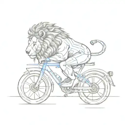 Lion With Gaming Headphones Riding A Bike