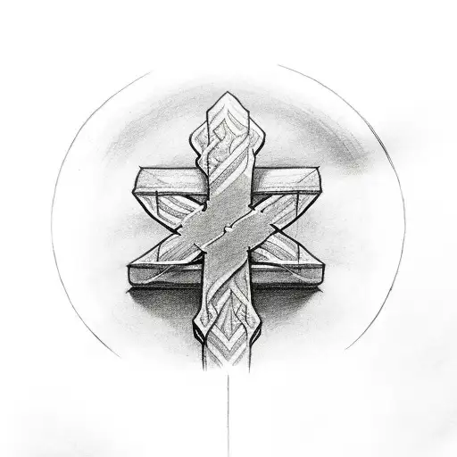 Christian Cross On Mountain And Pair If Shoes