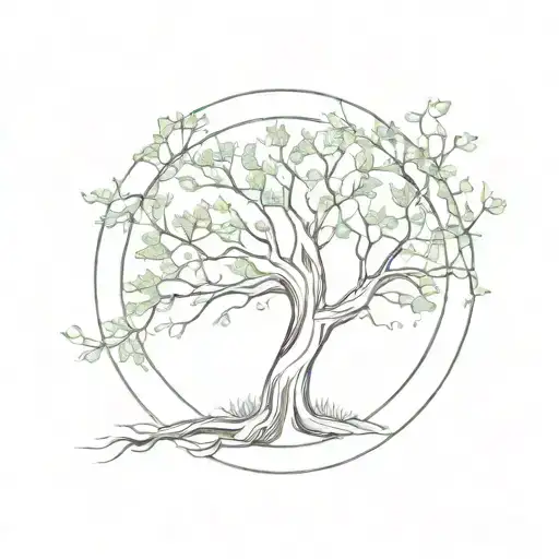 Minimalist Tree In Circle
