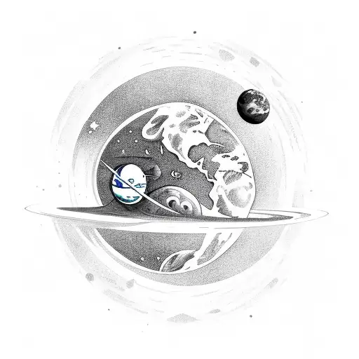 Astronaut Sitting In A Planet Sorrounded By Magic Oceanic Motives