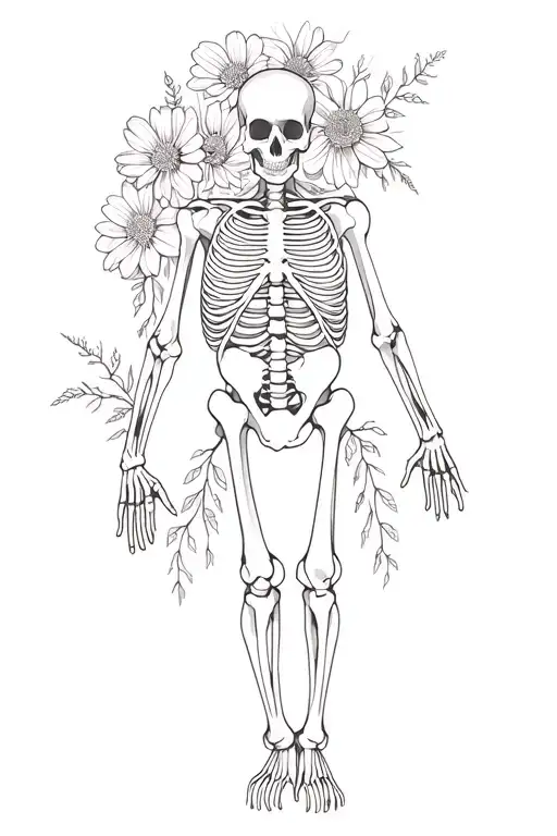 Flowers Taking Over Skeletons Body