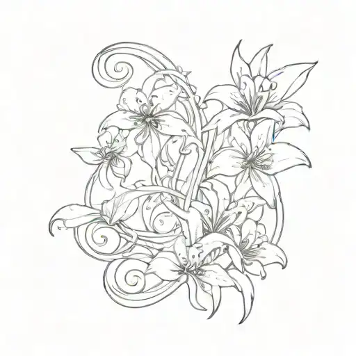 Gemini And Cancer Calligraphy Style With Lily Flower