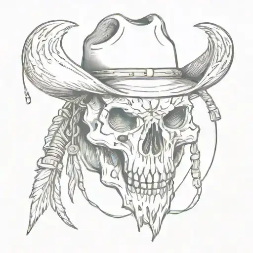 Bear Skull With Cowboy Hat And Lasso