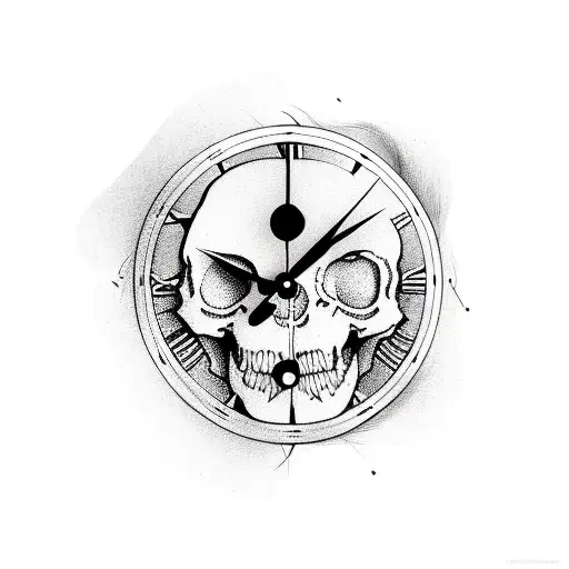 A Clock With A Skull And Eye