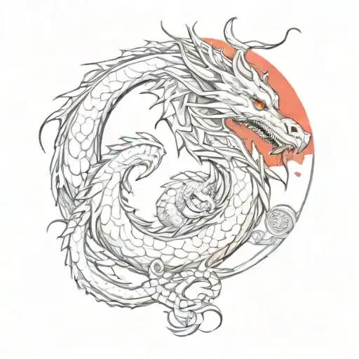 Dragon And Red Moon