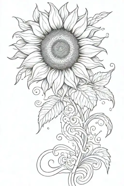 Sunflower And Water Waves