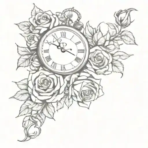 Clock With Roses