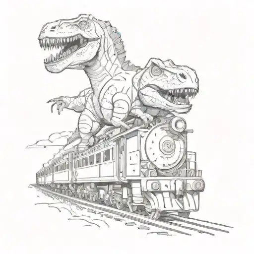 Dinosaur Riding A Train