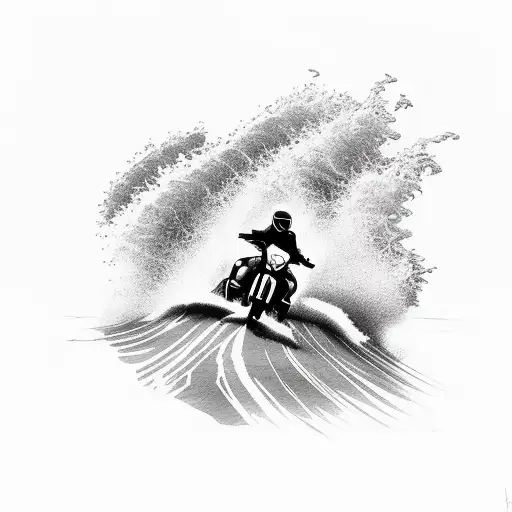 A Motorbike Speeding Across A Beach With Waves Crashing In The Background