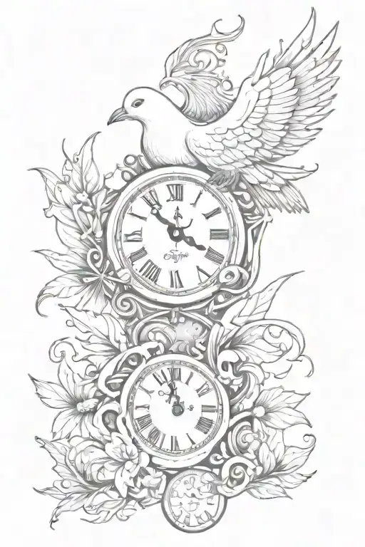 Dove And Clock And Sword