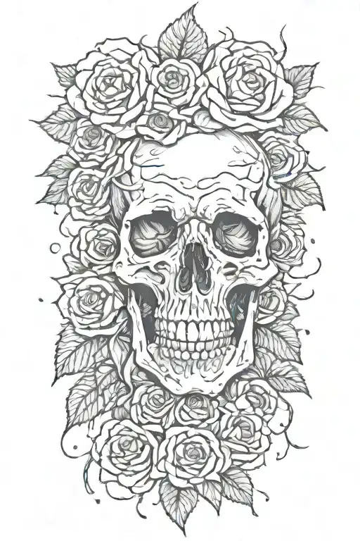 Skull Bleeding With Roses