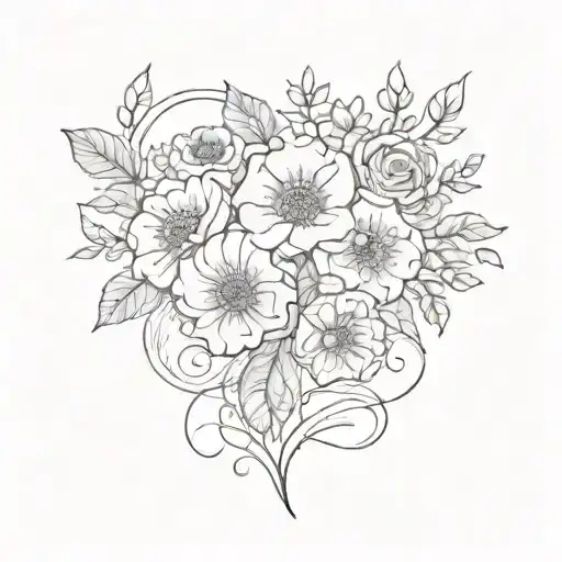 Name Varvara With Flowers And Lines Symbolizing Love