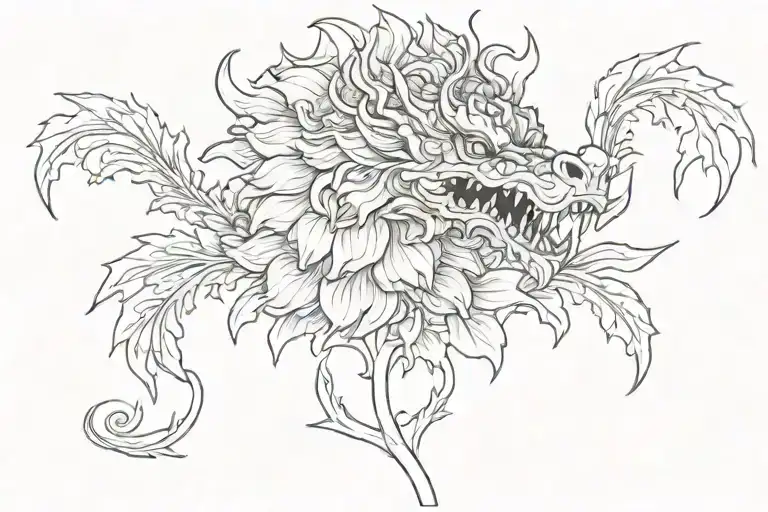 Marigold Flowers With Dragon Head Emerging