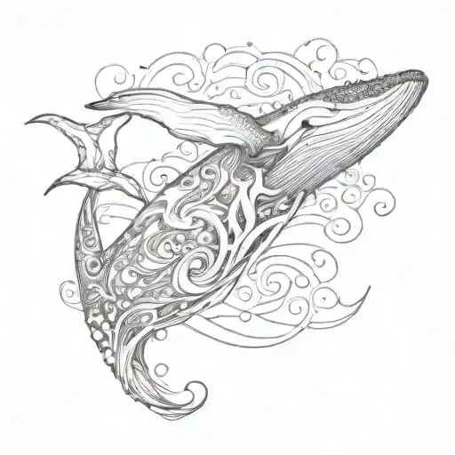 Whale's Tail In The Ocean Waves