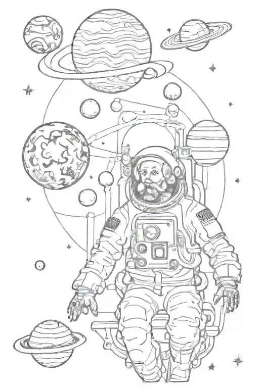 Galileo With Planets Overhead And A Astronaut Floating By With The Words Dream On Below