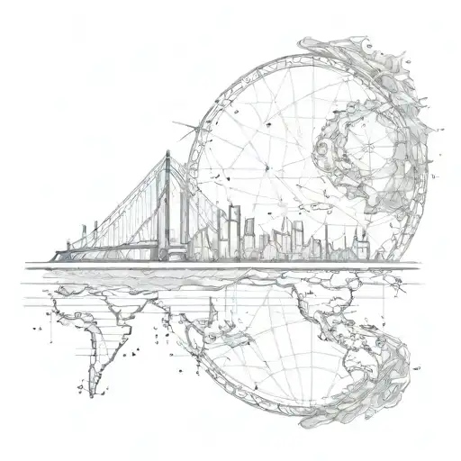 Bridge In Front Of World Map Leading Towards Compass