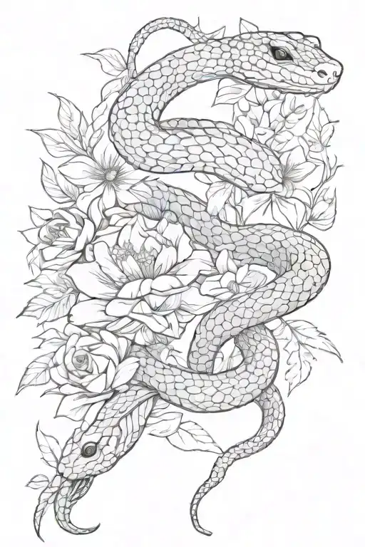 Snake With Flowers