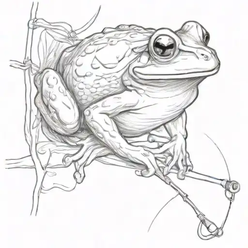 Little Frog Fishing Scene