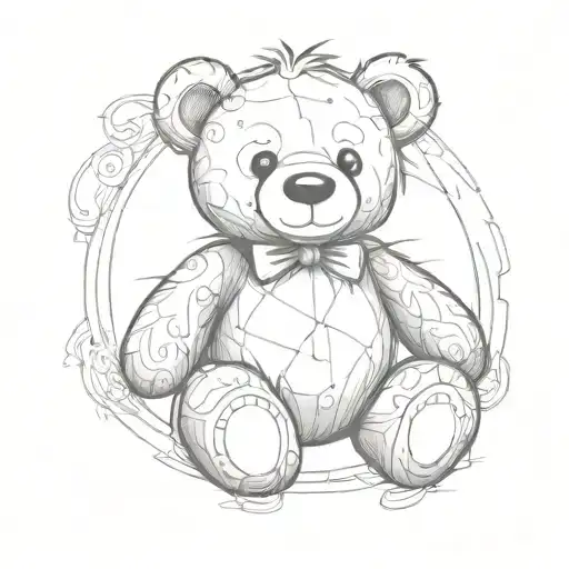 Round Teddy Bear Sitting