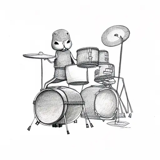 Drummer With Music Notes