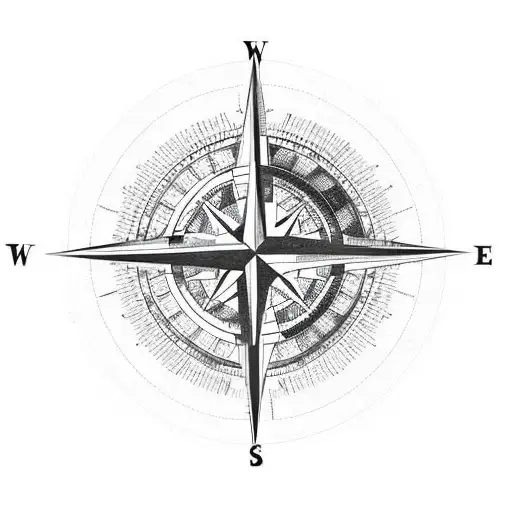 Compass With World Map Inside Showing Travelling And A Time Element