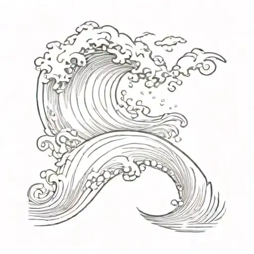 Tattoo Of A Wave In The Sea In The Shape Of A Semicolon