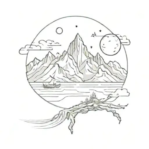 Mountain Sky Moon Water Darken Everything