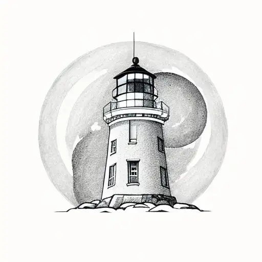 Lighthouse With Moon