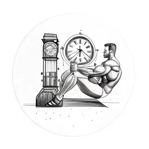 Body Builder Sitting In A Clock
