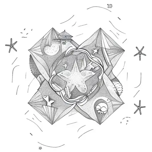 Beach With Stars And Mountains Inside A Ring