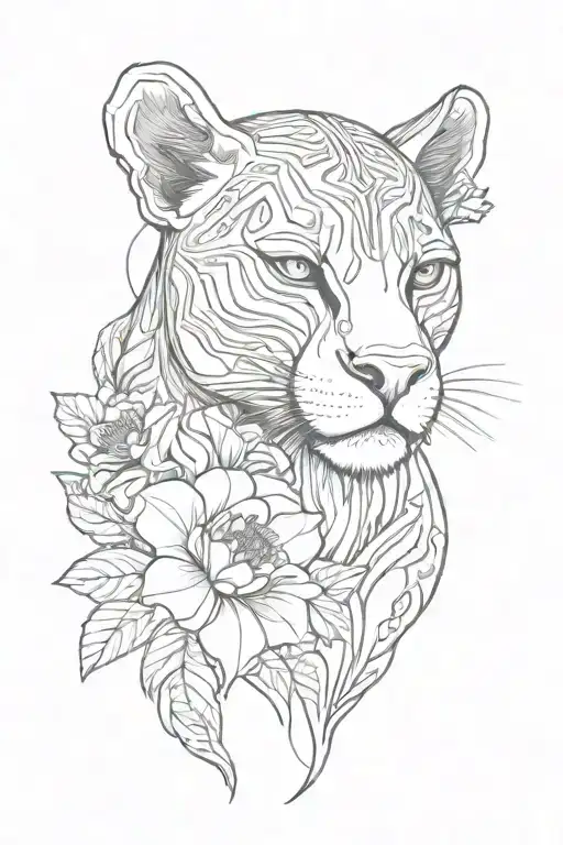 Black Panther And Flower Blooming