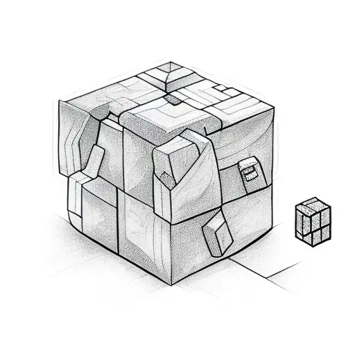 Cartoon Cube With Hands And Legs Looking To The Horisont