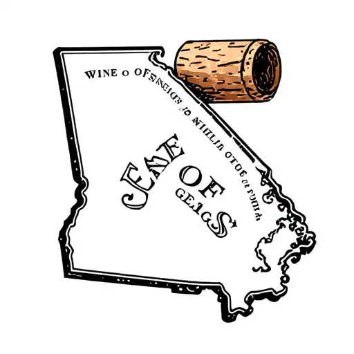 Fine Line Postage Stamp With Wine Cork And State Of Georgia