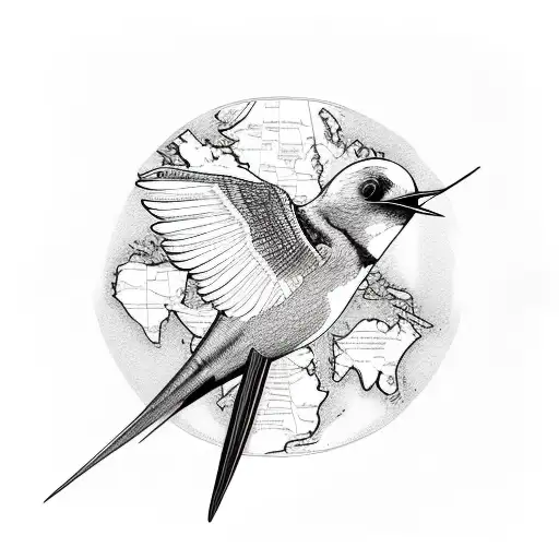 Swallow Bird With Map Background