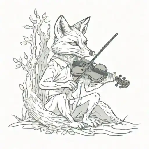 A Fox Playing A Violin In A Mystical Forest Setting