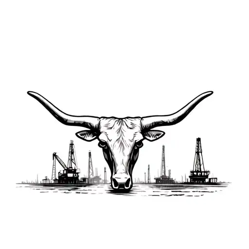 Texas Longhorns Logo With Oil Rigs In Background
