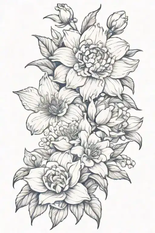 Peony Rose Daffodil Lily Of Valley