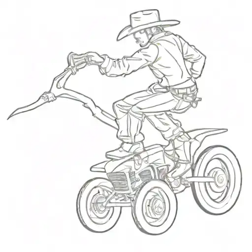 Combine A Wheelie Stunt With A Silhouette Of A Cowboy Hat And Boots
