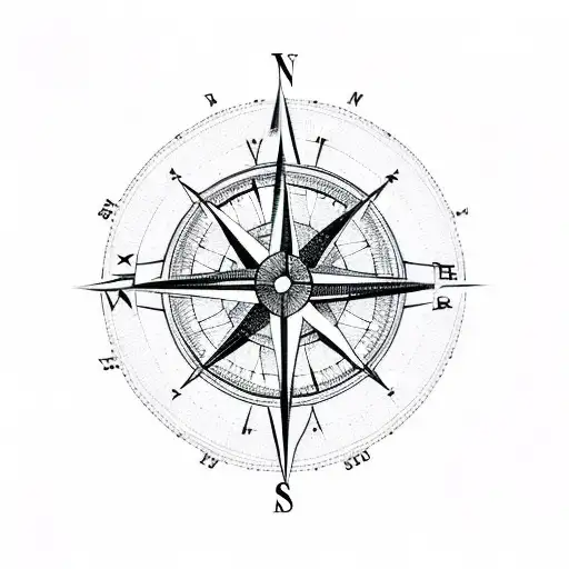 Compass And Travelling Tatto On Back